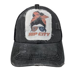 Rip City Strapback Hat Gray One Size Adjustable Mesh Back Distressed Toptie
